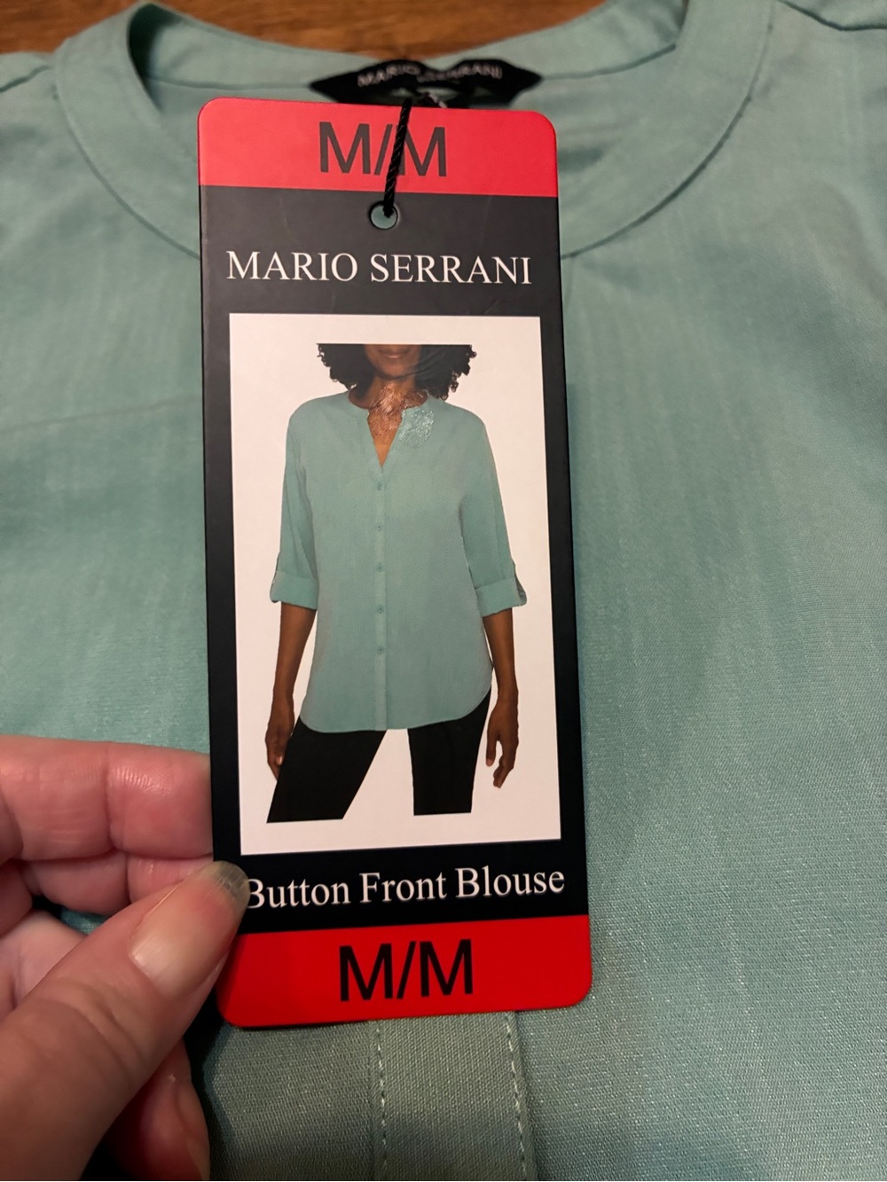 Mario Serrani Light Sage Green Women’s Button-Up Shirt Size Medium NWT